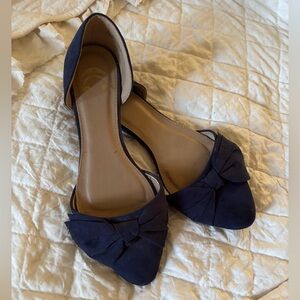 Charming Charlie navy blue bow flats sz 7